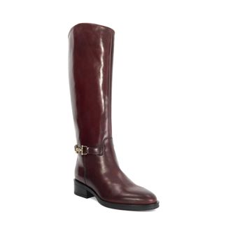 Dune London Womens Ladies Tucci - Premium Leather Knee High Riding Boots - Burgundy material_leather1 - Size UK 4