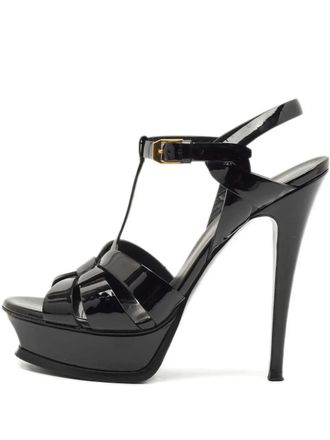 Saint Laurent 135mm Tribute platform sandals - women - Leather/Patent Leather/Leather - 38 - Black