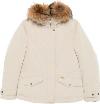 Woolrich Beige Bont Korte Jas - Dames - Jassen - Beige - M - Polyester - Jassen
