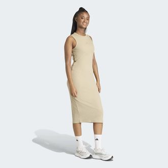 adidas Shirtkleid ADIDAS SPORTSWEAR ALL SZN RIB, Damen, Gr. XXL, N-Gr, wonder cargo, Obermaterial: 48% Baumwolle, 43% Polyamid, 9% Elasthan, Kleider Shirtkle