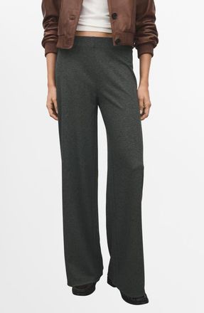 Mango Straight Fit Elastic Waist Pants in Grey at Nordstrom, Size Xx-Small