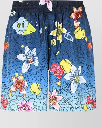 Casablanca icon collage silk shorts floral graphic
