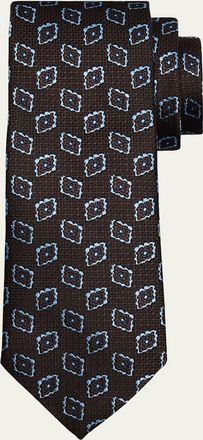 Ermenegildo Zegna Mens Floral Medallion Silk Jacquard Tie