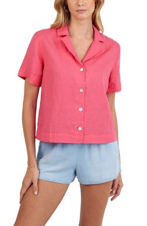 Bella Dahl Short Sleeve Linen Button-Up Camp Shirt in Spiced Hib at Nordstrom, Size X-Small