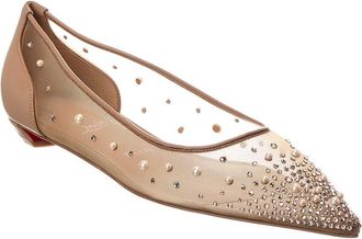 Christian Louboutin Miss Z Degrastrassina Perla Mesh & Leather Flat