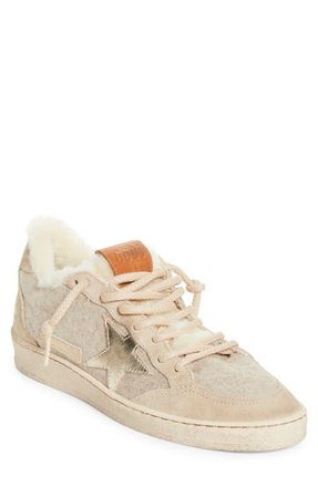 Golden Goose Ball Star Wool Wool & Faux Shearling Sneaker in Beige at Nordstrom, Size 10Us