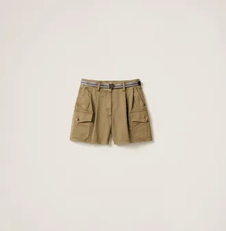 Miu Miu Garment-dyed cotton satin shorts