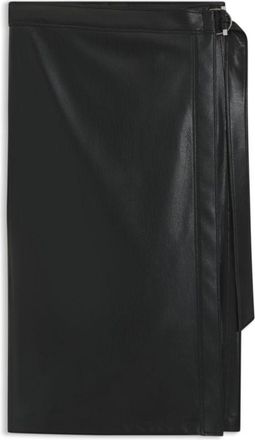BOSS Faux-leather skirt with wrap front