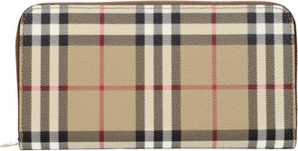 Burberry Donnas Portafoglio In Tessuto Beige/Marrone