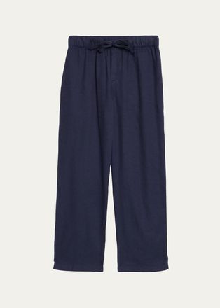 Frescobol Carioca Mens Midnight Linen-Blend Trousers