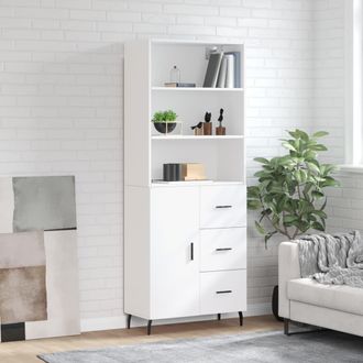 vidaXL Vidaxl - Aparador Alto Madera Contrachapada Blanco 69,5x34x180 Cm