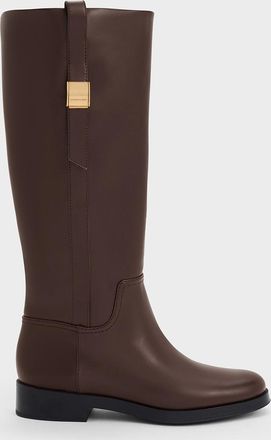 Charles & Keith Yvette Metallic-Accent Knee-High Boots
