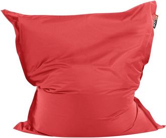 Beliani Funda Puf Coj&iacute;n Moderna Extra Grande Nylon Cremallera Impermeable Duradera Interior Exterior 140 X 180 Cm Rojo Fuzzy