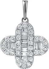 LuvMyJewelry Alina 0.5 Cts 14K Gold Baguette & Round Cut Diamond Clover Pendant with Optional Chain in White Gold No Chain at Nordstrom