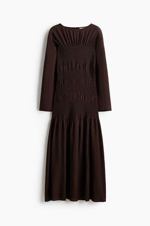 H&M Smocked Dress in Dark Brown at Nordstrom, Size Xx-Large