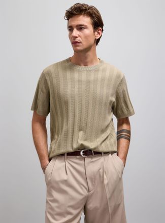 Lindbergh Mens Mixed-ribbed knit sweater