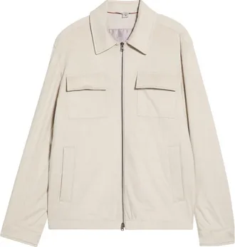 Herno Suede Effect Zip Jacket in 1310 Champagne at Nordstrom, Size 54