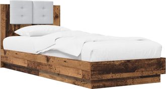 vidaXL Estructura De Cama Con Led Madera Envejecida 80 X 200 Cm Vidaxl