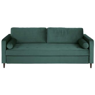 Maisons du monde Sof&aacute; cama de 3/4 plazas de terciopelo verde