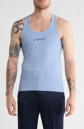 Off-white Stretch Cotton Logo Tank in Blue at Nordstrom Rack, Size Medium