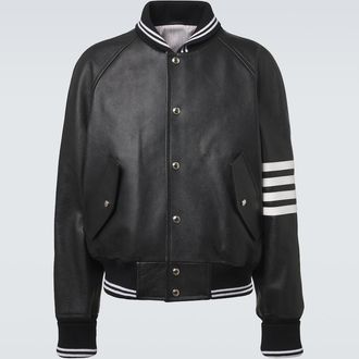 Thom Browne 4-Bar leather bomber jacket