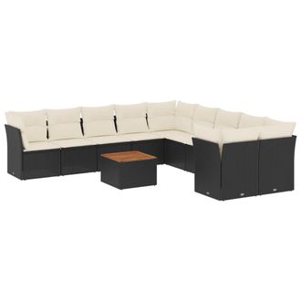 vidaXL Vidaxl - Set Divani Da Giardino 11 Pz Con Cuscini In Polyrattan Nero