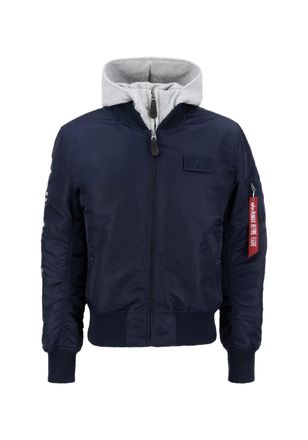 Alpha Industries Bomberjacke ALPHA INDUSTRIES MA-1 D-Tec Sleeve Embroidery, Herren, Gr. M, blau (ultra navy), Obermaterial: 100% Nylon, Futter: 100% Nylon, Kapuze: 75%