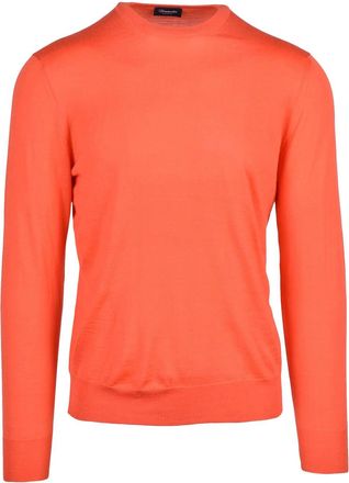 Drumohr Orange Cashmere-Blend Crewneck Sweater