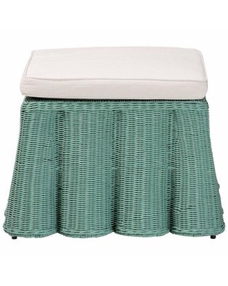 Baxton Studio Palm Bohemian Scallop Rattan Ottoman