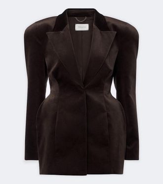 Magda Butrym Peplum cotton-blend velour blazer dress
