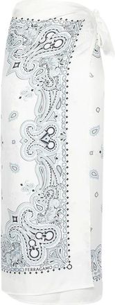 Ferragamo Badmode, Dames, Wit, ONE Size, Wol, Gancini Stole