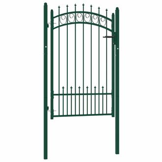 vidaXL Puerta De Valla Emmen Con Pinchos De Acero, 104x117 Cm, Verde Vidaxl