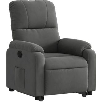 vidaXL Sill&oacute;n Reclinable Elevable Tela De Microfibra Gris Oscuro Vidaxl