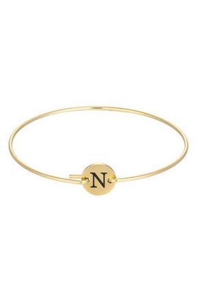 Adornia Tarnish Resistant 18K Gold Plated Initial Bangle Bracelet in Gold-N at Nordstrom Rack
