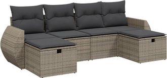 vidaXL Vidaxl - Set Divano Da Giardino 6 Pz Con Cuscini Grigio In Polyrattan