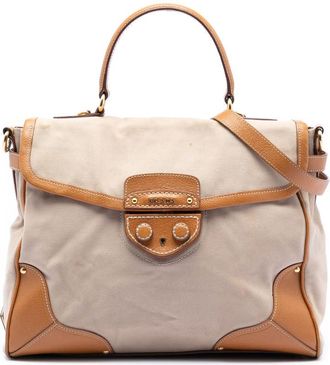Prada Pre-owned Prada Cinghiale Trimmed Canapa Top Handle Bag 5PBWSWZ1LX33UNF2