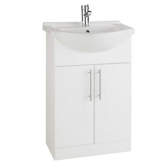 Clifton Gloss White Bathroom 650mm Unit with Deluxe Basin
