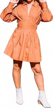 Fate High Waist Tie Back Dress In Terracotta