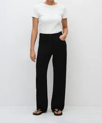 Matteau Relaxed Crepe Straight Cut Pant In Black