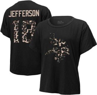 Majestic Threads Womens Majestic Threads Justin Jefferson Black Minnesota Vikings Leopard Player Name & Number T-Shirt at Nordstrom, Size Small