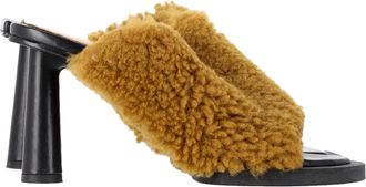 Jacquemus Les Mules Carr&eacute;s Ronds Shearling Sandals in Brown Lamb Fur