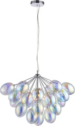 Loops Ceiling Pendant Light Chrome Plate & Iridescent Glass 6 x 28W G9 Dimmable