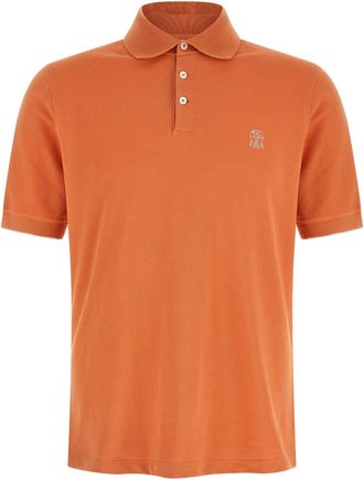 Brunello Cucinelli Orange Embroidery Logo Polo