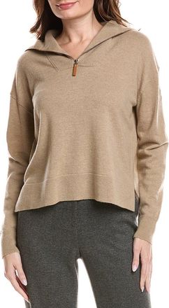 Lafayette 148 New York Half Zip Collared Wool & Cashmere-Blend Sweater