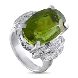 Luxury Bazaar Platinum 0.56ct Diamond and Peridot Ring MF21-052126