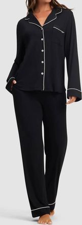 Cozy Earth Long Sleep Pj Set In Black