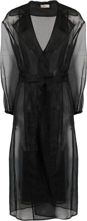 Herno belted silk coat - women - Silk - 42 - Black