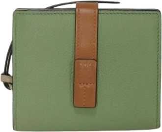 Loewe Pre-owned Compact Zip Wallet Soft Grained Calfskin Bifold Wallet - Dames - Vintage Accessoires - Groen - ONE Size - Leer - Vintage
