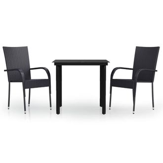 Berkfield Home 3 Piece Outdoor Dining Set Black
