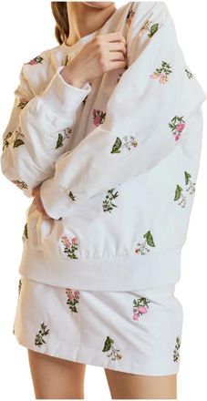 Cynthia Rowley Geborduurde Minirok met Boeket - Dames - Korte rokken - Wit - 3XS - Katoen - Rokken